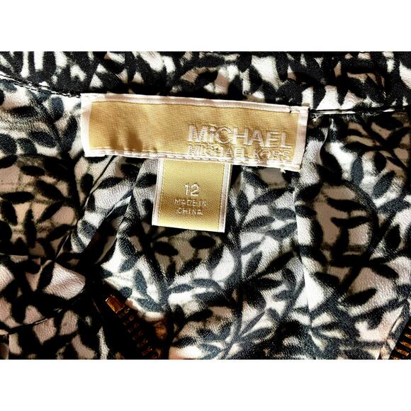 MICHAEL KORS 1/4 ZIP TUNIC BLOUSE. SIZE 12 BLACK AND WHITE - Picture 3 of 7